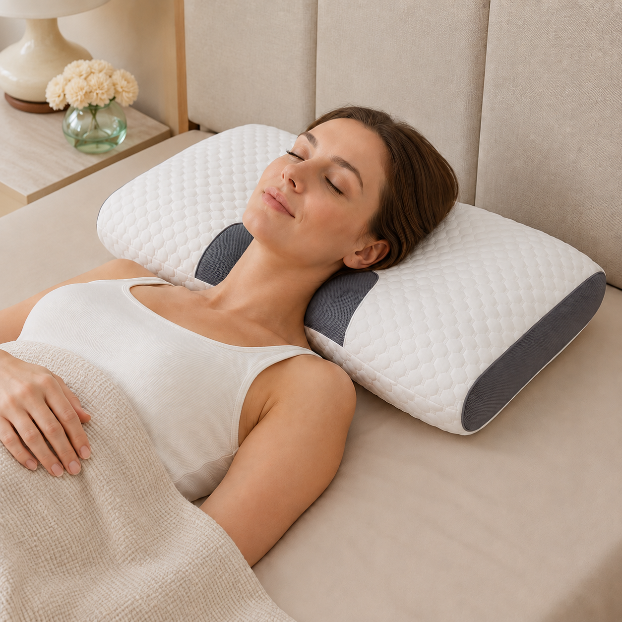 Almohada Cervical Ergonómica para Dormir con Soporte de Cuello